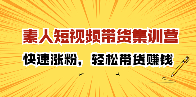 素人短视频带货集训营：快速涨粉，轻松带货赚钱