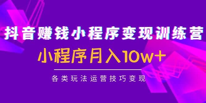 抖音小程序变现训练营：小程序各类玩法运营技巧变现