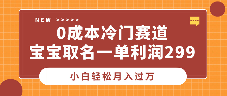 0成本冷门赛道，宝宝取名一单利润299，小白轻松月入过万